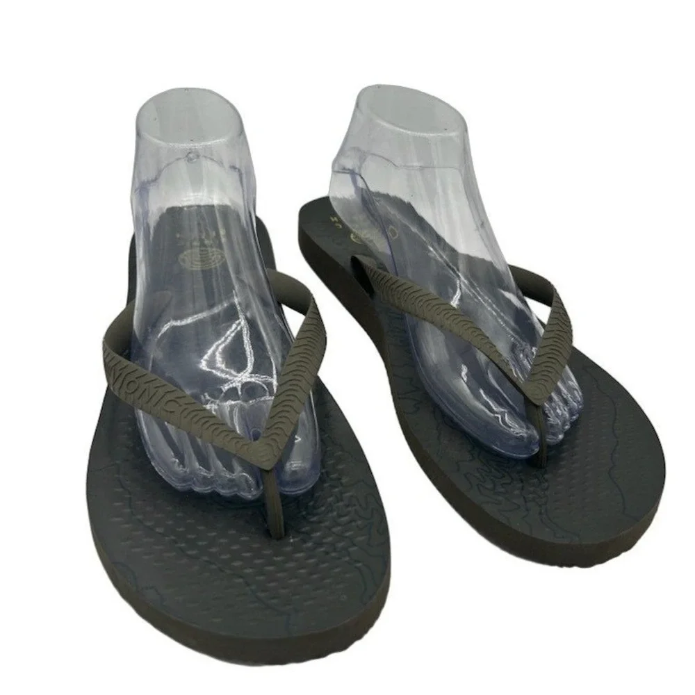Vionic Beach Flip Flop Sandals Men's Size 11 Mud Rubber Topographic Slip On